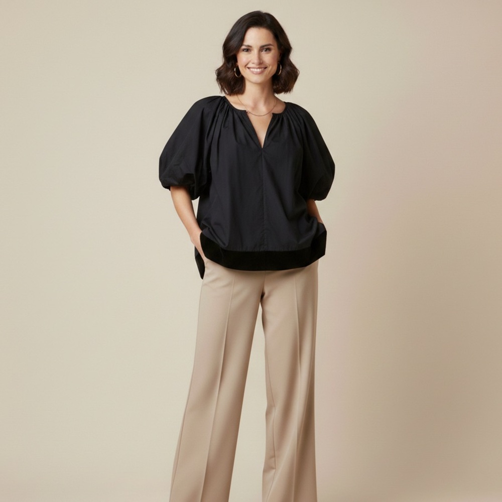 Old Navy Bubble-Sleeve Poplin Black‎ top Blouse - Picture 16 of 16